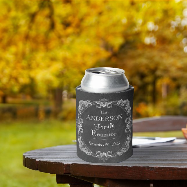 Chalkboard Family Reunion Typography Can Cooler (Creator Uploaded)