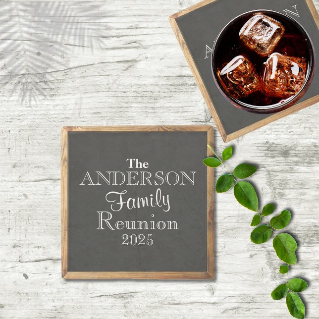 Chalkboard Family Reunion Typography Favor Stone Coaster (Creator Uploaded)