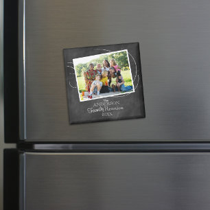 Chalkboard Family Reunion Typography Photo Favor Magnet