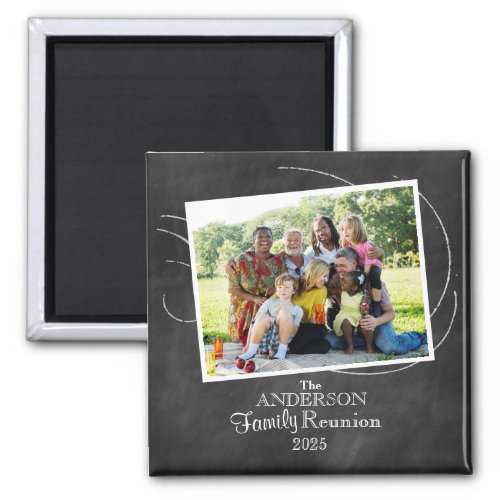 Chalkboard Family Reunion Typography Photo Favor Magnet