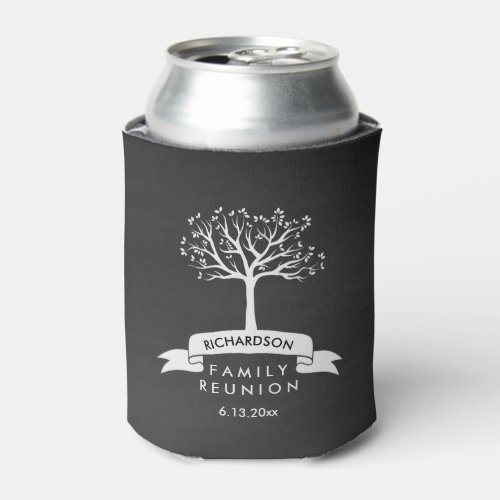 Chalkboard Family Reunion with Banner and Tree Can Cooler