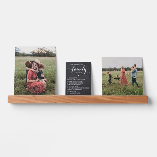 Chalkboard Family Rules Customized 2 Photos Picture Ledge
