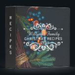 Chalkboard Family Vintage Christmas Recipes Binder<br><div class="desc">Vintage look, family holiday cookbook binder- Background color on front, spine, and back is charcoal black, faux vintage chalkboard look. Winter holiday design has vintage feel with pine branches, blueberries, bundled twigs, and fruit. Front has elegant lettering with personalized family name in script and reads 'Christmas Recipes' underneath. Framed by...</div>