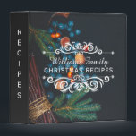 Chalkboard Family Vintage Christmas Recipes Binder<br><div class="desc">Vintage look, family holiday cookbook binder- Background color on front, spine, and back is charcoal black, faux vintage chalkboard look. Winter holiday design has vintage feel with pine branches, blueberries, bundled twigs, and fruit. Front has elegant lettering with personalized family name in script and reads 'Christmas Recipes' underneath. Framed by...</div>
