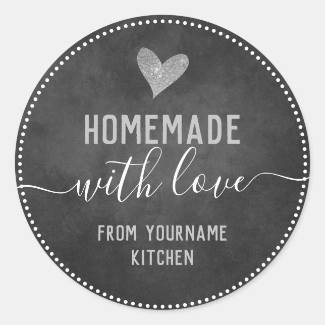 Chalkboard Fancy Script Homemade Food Items Classi Classic Round Sticker (Front)