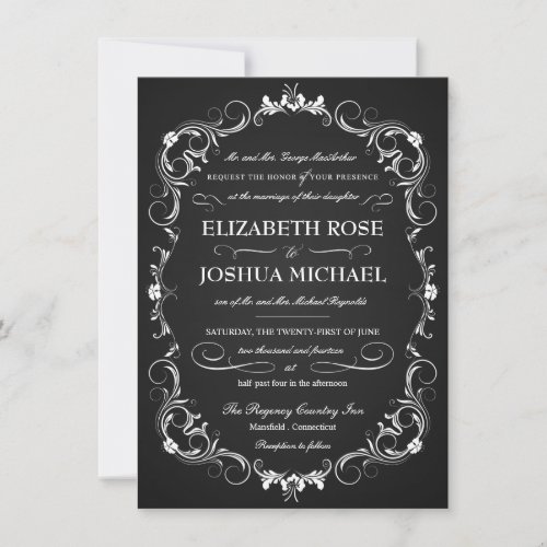 Chalkboard Fancy Typography Wedding Invitations