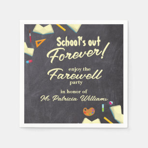 Chalkboard Farewell Retired Teacher Party  Napkins