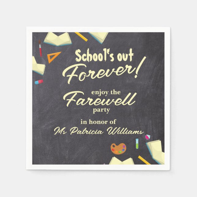 Chalkboard Farewell Retired Teacher Party  Napkins (Front)
