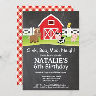 Chalkboard Farm Birthday Invitation Barnyard Party