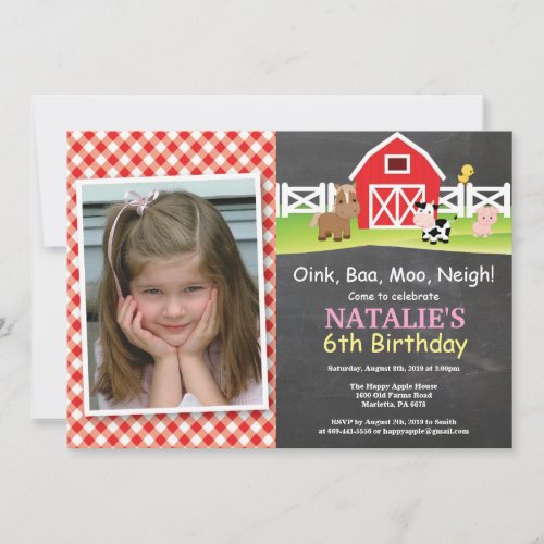 Chalkboard Farm Birthday Invitation Barnyard Party