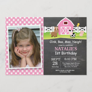 Chalkboard Farm Birthday Invitation Barnyard Party