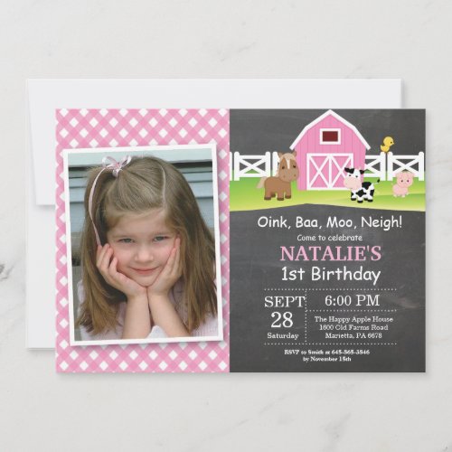 Chalkboard Farm Birthday Invitation Barnyard Party