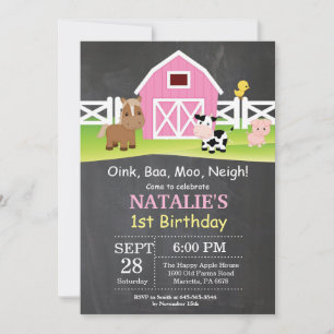 Chalkboard Farm Birthday Invitation Barnyard Party