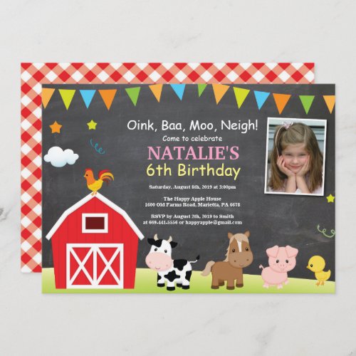 Chalkboard Farm Birthday Invitation Barnyard Party