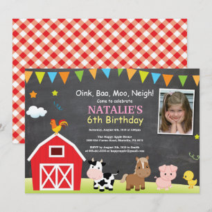 Chalkboard Farm Birthday Invitation Barnyard Party