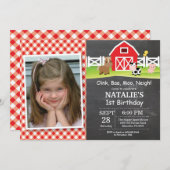 Chalkboard Farm Birthday Invitation Barnyard Party (Front/Back)