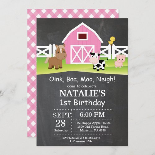 Chalkboard Farm Birthday Invitation Barnyard Party