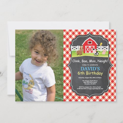 Chalkboard Farm Birthday Invitation Barnyard Party