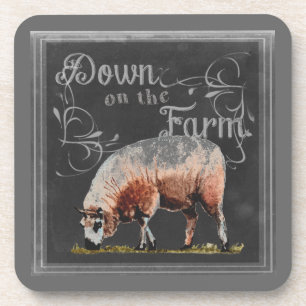 Chalkboard Farm   Down on the Farm Sheep Drink Coaster