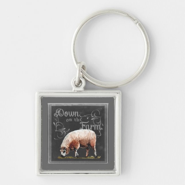 Chalkboard Farm | Down on the Farm Sheep Keychain (Front)