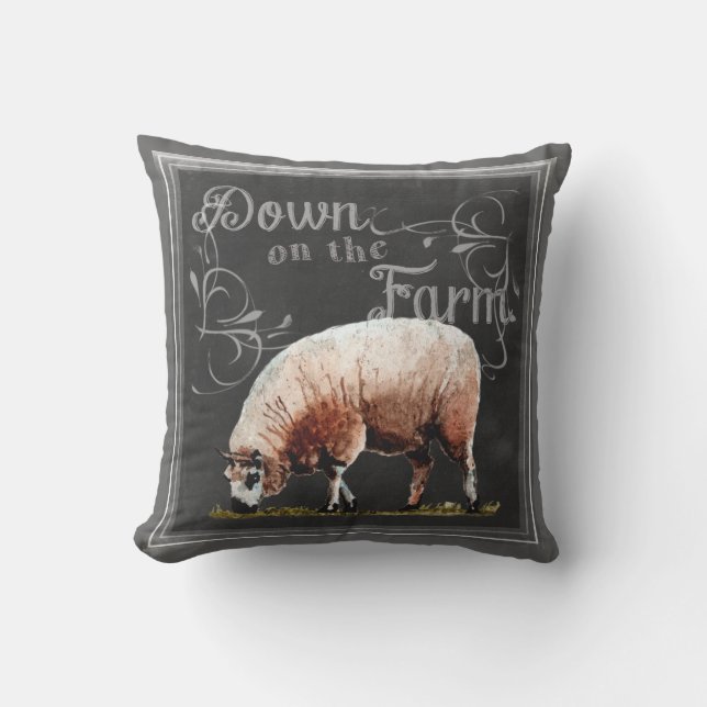Chalkboard Farm | Down on the Farm Sheep Throw Pillow (Front)
