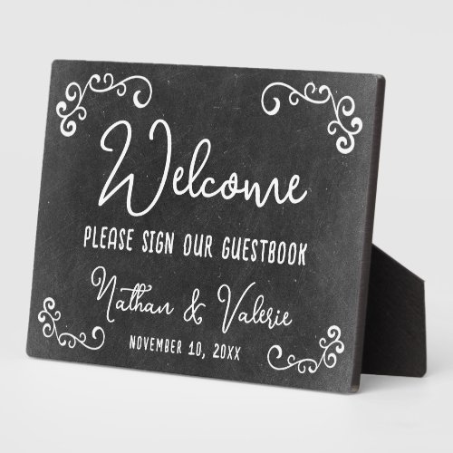 Chalkboard Farm Style Wedding Welcome Guestbook Plaque