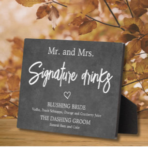 Chalkboard Faux Signature Drinks Wedding sign Plaque