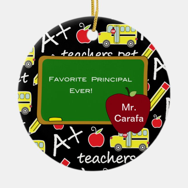 Chalkboard Favorite Principal Christmas Ornament (Front)