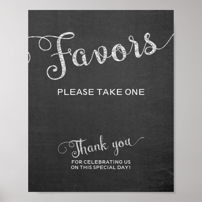 Chalkboard Favors Wedding Sign Please Take One (Front)