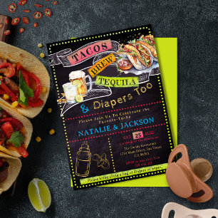 Chalkboard Fiesta Tacos Tequila & Brew Baby Shower Invitation