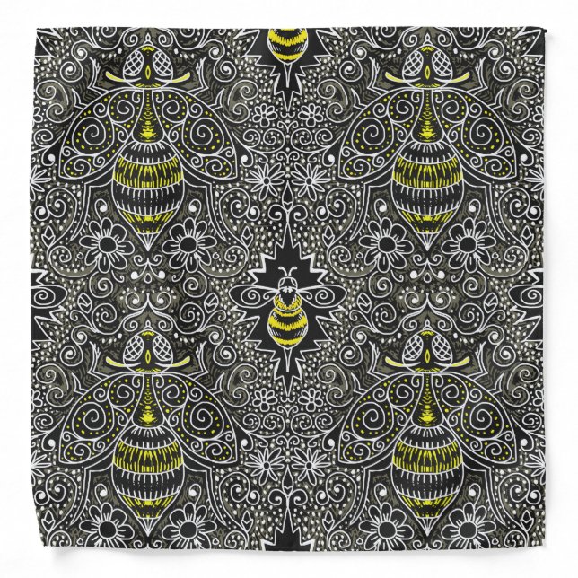 chalkboard filigree bee bandana (Front)