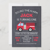 Chalkboard Fire Engine Birthday Invitation (Front)