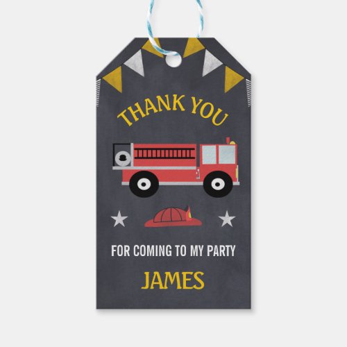 Chalkboard Fire Engine Favor tag