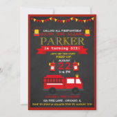 Chalkboard Fire Fighter Birthday Party Invitation (Front)