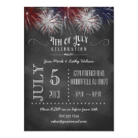 Chalkboard Fireworks 4th of July Party Invitation