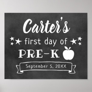 Chalkboard First Day of Pre-K School Sign