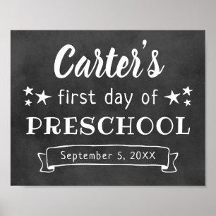 Chalkboard First Day of Preschool Sign