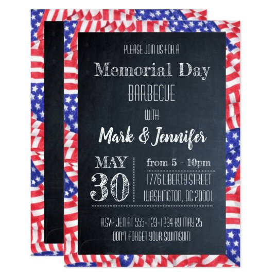 chalkboard flag memorial day party invitation zazzle com