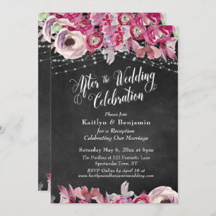 Chalkboard Floral After the Wedding Celebration Invitation