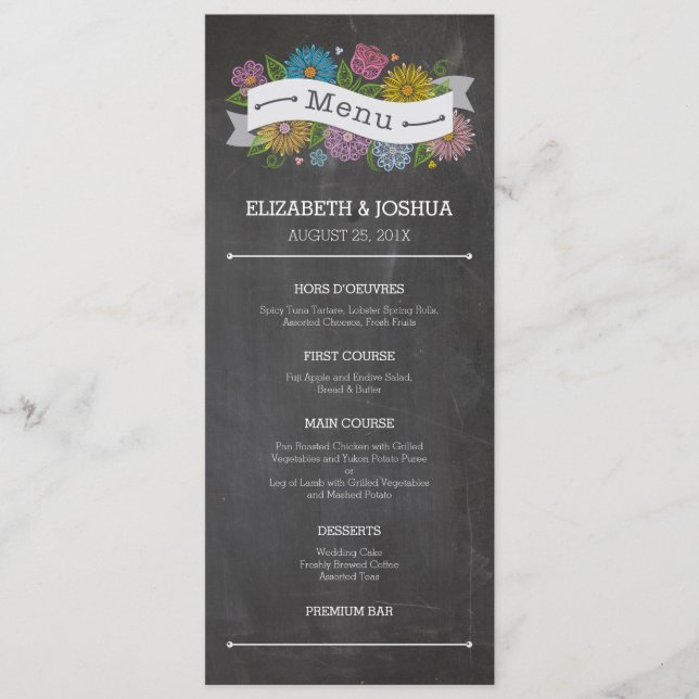 Chalkboard Floral Banner Menu (Front)