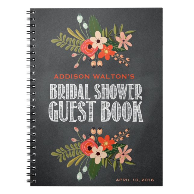 Chalkboard Floral Bridal Shower Guest Book (Front)