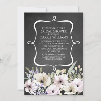 Chalkboard Floral Bridal Shower Invitation