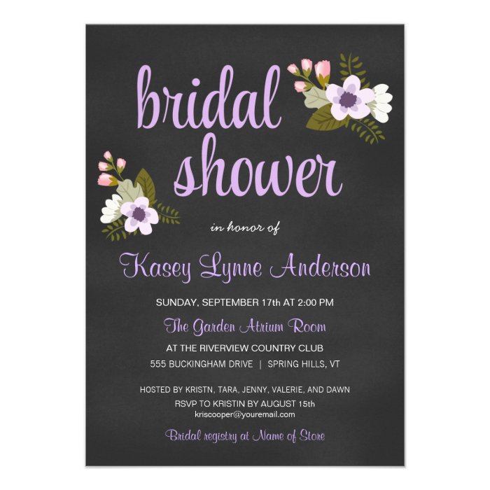 Chalkboard Floral Bridal Shower Invitations