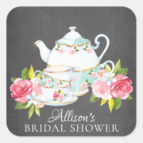 Chalkboard Floral Bridal Tea Party Envelope Seal