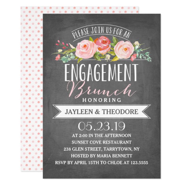 Chalkboard Floral Brunch | Engagement Party Invitation