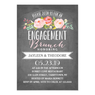 Chalkboard Floral Brunch | Engagement Party Invitation