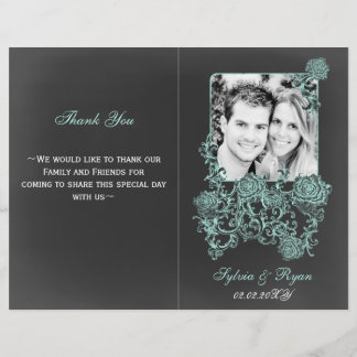 chalkboard Floral Folding Photo wedding programs