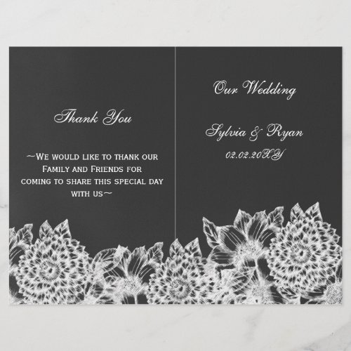 chalkboard floral Folding wedding programs