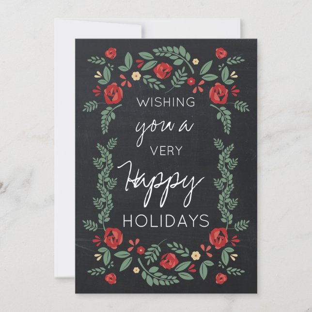 chalkboard floral garden holiday card (Front)