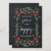 chalkboard floral garden holiday card (Front/Back)